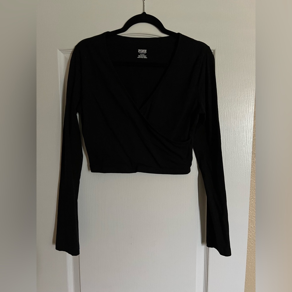 PINK Victoria's Secret crisscross front Black Crop Top